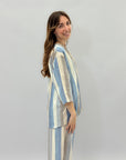 Maglia a righe misto lino