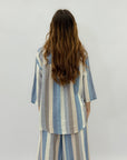 Maglia a righe misto lino