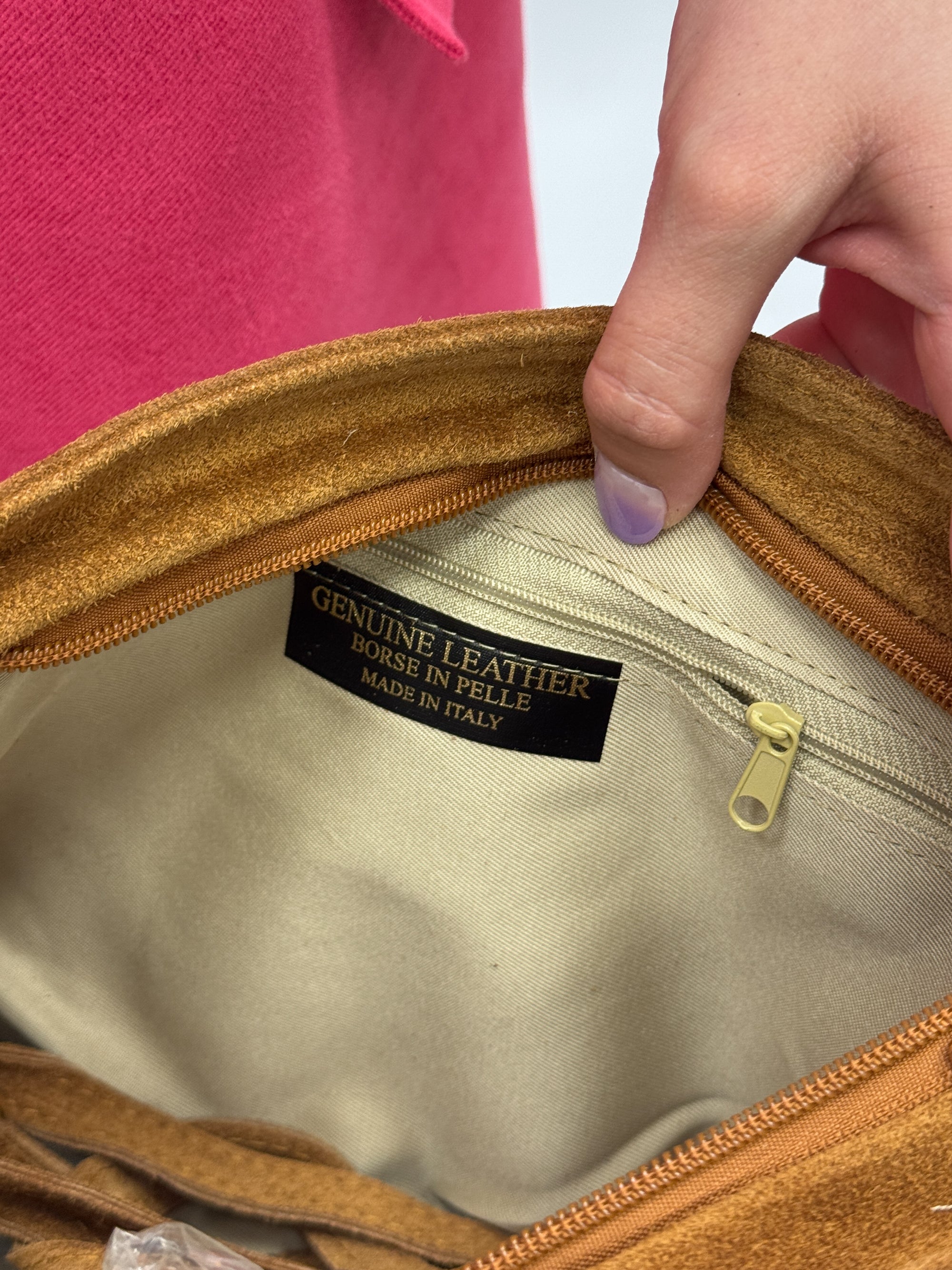 Borsa in vera pelle scamosciata - Made in Italy