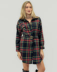 Abito camicia tartan con cintura