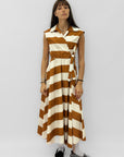 Abito Midi in Cotone a Righe