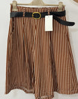 Pantalone lino a righe con pinces