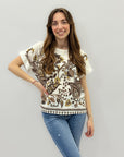 Maglia in pizzo sangallo con stampa