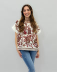 Maglia in pizzo sangallo con stampa
