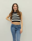 Canotta crop a righe
