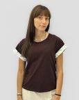 T-shirt in Cotone con Pizzo sul Retro