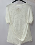 T-shirt in Cotone con Pizzo sul Retro