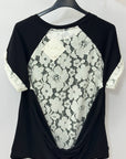 T-shirt in Cotone con Pizzo sul Retro