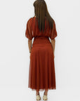 Abito Midi in Tulle con Maniche Velate