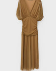 Abito Midi in Tulle con Maniche Velate