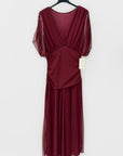 Abito Midi in Tulle con Maniche Velate
