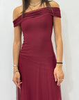 Abito Midi in Tulle con Scollo Bardot