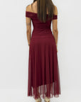 Abito Midi in Tulle con Scollo Bardot