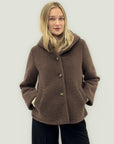 Cappotto corto caldo effetto teddy con cappuccio - Made in Italy