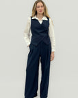 Completo con Gilet Incrociato e Pantalone Palazzo