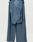 Completo Donna Elegante con Gilet Incrociato e Pantalone Palazzo
