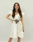 Abito in cotone con cintura foulard