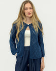 Cardigan in maglia traforata rombi con chiusura