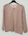 Cardigan in maglia traforata rombi con chiusura