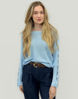 Maglia Donna con Maniche Traforate e Dettagli Perle
