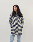 Giacca a righe in neoprene con cappuccio