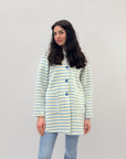 Giacca a righe in neoprene con cappuccio