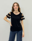 T-shirt con maniche trasparenti