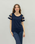 T-shirt con maniche trasparenti