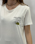 T-shirt con scritta "maybee"