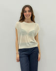 Maglia smanicata in lurex