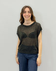 Maglia smanicata in lurex