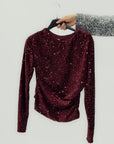Maglia con paillettes all-over a maniche lunghe
