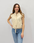 Camicia in pizzo con scollo alla coreana