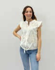 Camicia in pizzo con scollo alla coreana