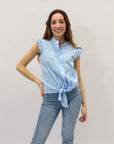 Camicia in pizzo con scollo alla coreana