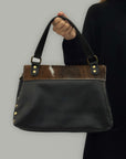 Borsa in vera pelle con patta in cavallino - Made in Italy