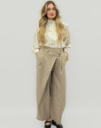 Pantalone Palazzo Vita Alta con Pences Stile Elegante