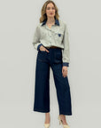 Pantalone Donna Denim a Gamba Dritta con Tasche Frontali