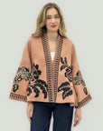 Giacca Kimono Donna Elegante con Ricami Floreali