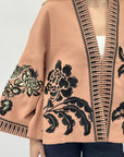 Giacca Kimono Donna Elegante con Ricami Floreali