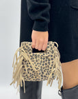 Borsa in vera pelle maculata con Frange – Made in Italy