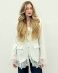 Blazer Donna Elegante con Dettagli in Pizzo