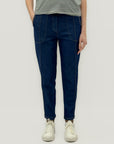 Pantaloni Slim Fit Effetto Denim con Cuciture a Vista