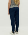 Pantaloni Slim Fit Effetto Denim con Cuciture a Vista