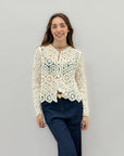 Cardigan uncinetto ricamato