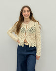 Cardigan uncinetto ricamato