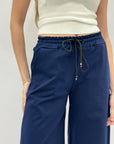Pantaloni Donna Palazzo con Vita Elasticizzata e Laccio Regolabile