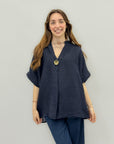 Camicia di lino con bottone
