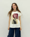T-shirt con disegno gatto