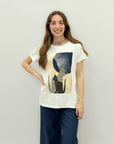 T-shirt con disegno gatto